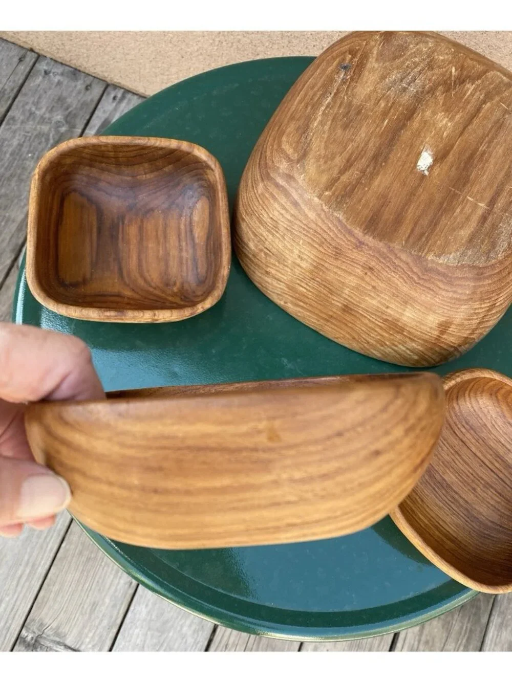 Teak Serving Salad Bowl 3 Individual Teak Bowls